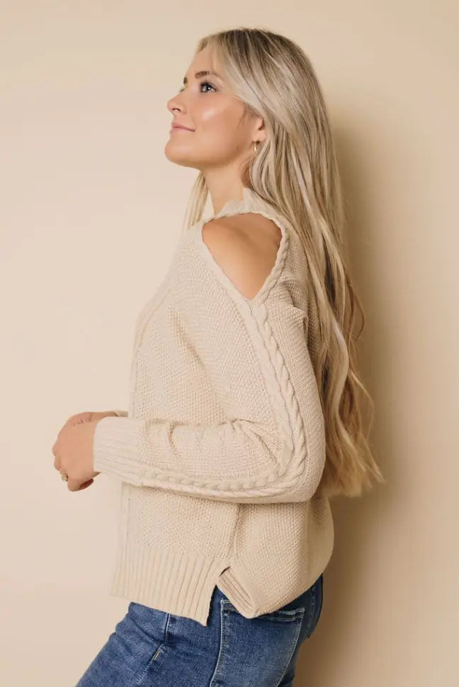Jan Cold Shoulder Sweater Stay Warm in Style