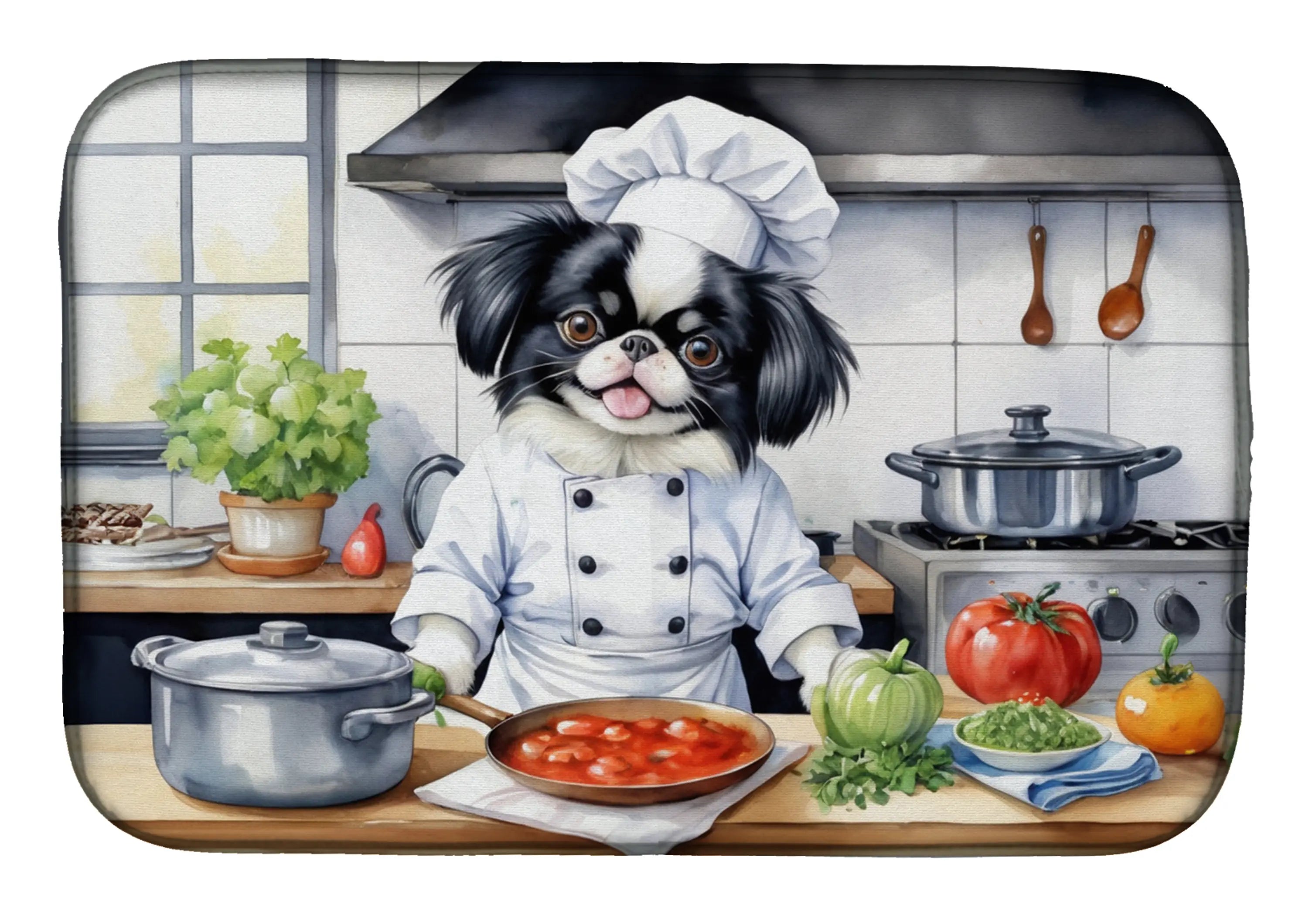 Japanese Chin The Chef Dish Drying Mat Caroline's Treasures