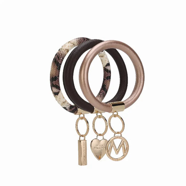 Jasmine Vegan Leather Women's Wristlet Keychain set- 3 pieces MKF Collection by Mia K.
