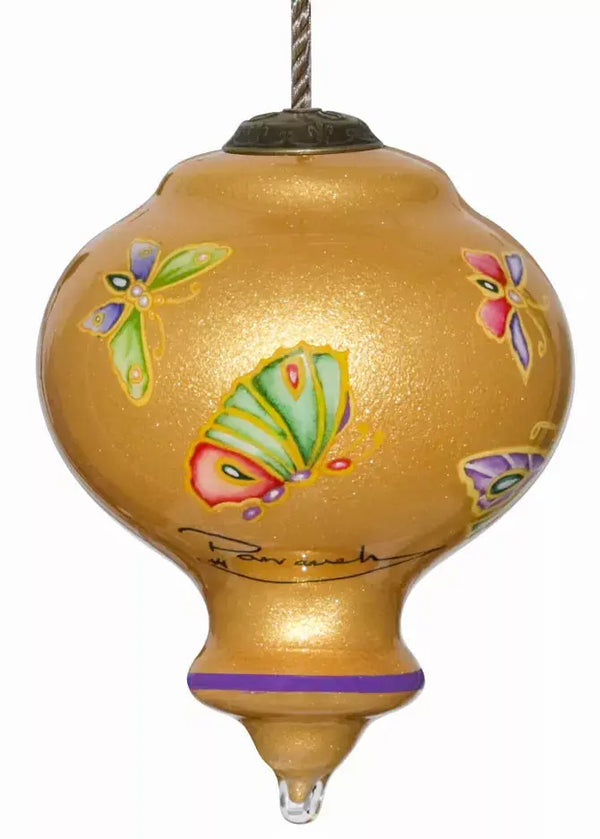 Jeweled Butterflies Hand Painted Glass Ornament Inner Beauty Gifts