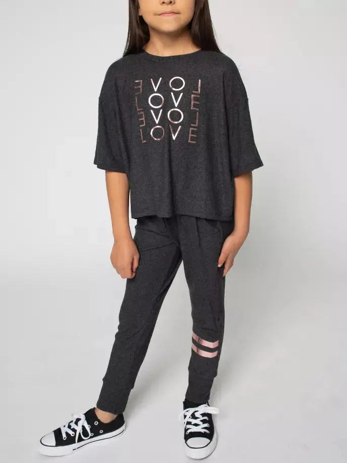 Joggers Ft Indi Pink Foil Stripes Little Mass