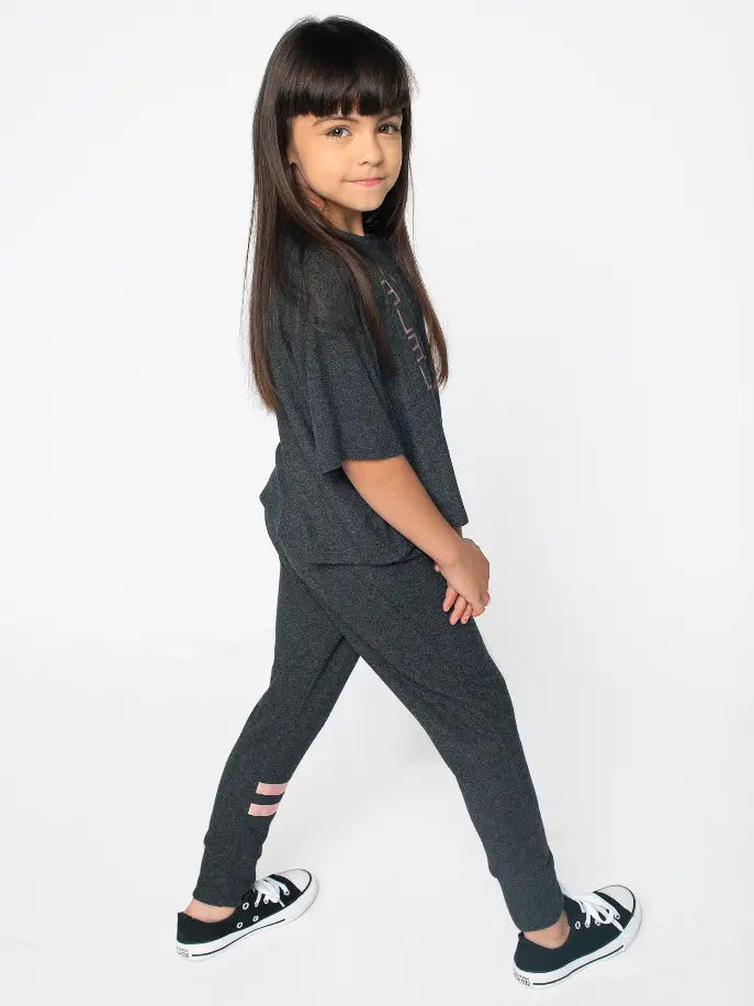 Joggers Ft Indi Pink Foil Stripes Little Mass