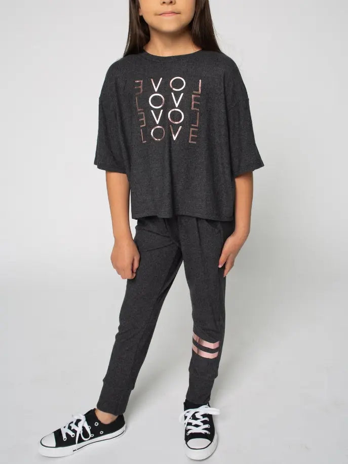 Joggers Ft Indi Pink Foil Stripes Little Mass