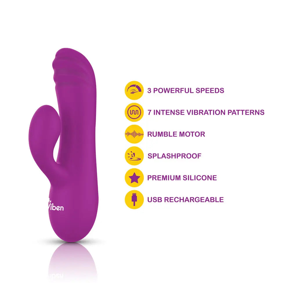 Jolie - Berry - Intense Mini Rabbit Vibe With Pleasure Ridges - GreatEagleInc