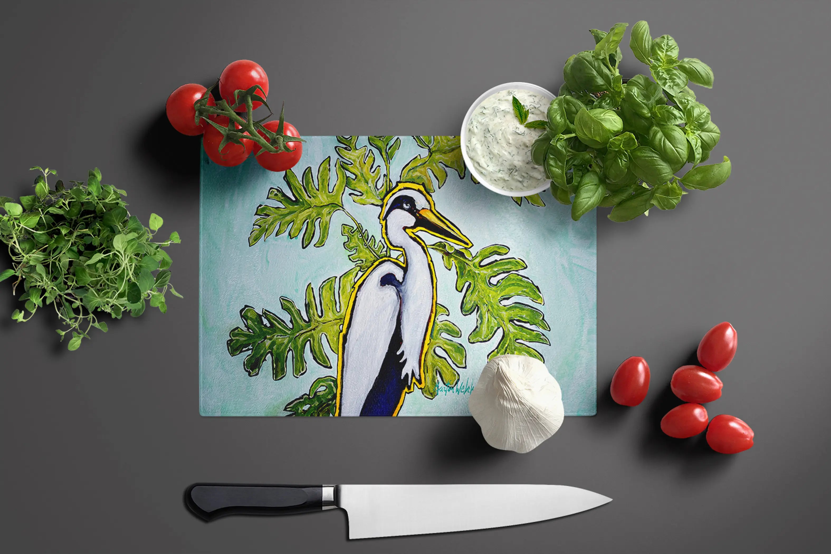 Jungle Fever Heron Glass Cutting Board Caroline's Treasures