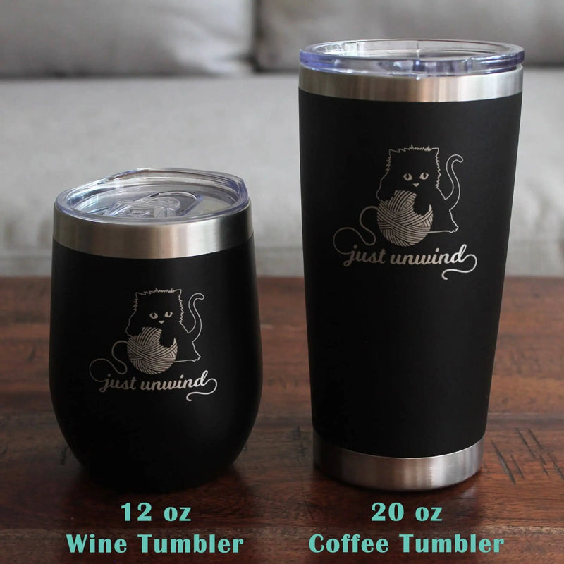 Just Unwind Stemless Wine Glass - Cat Gifts and Decor Bevvee