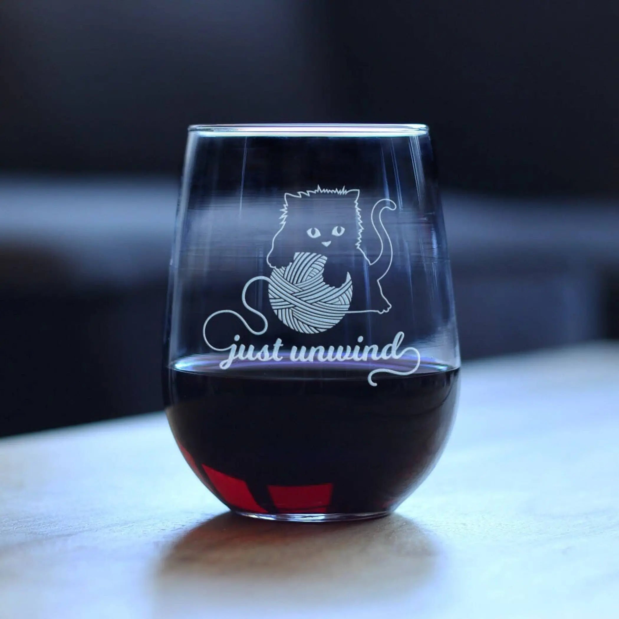 Just Unwind Stemless Wine Glass - Cat Gifts and Decor Bevvee