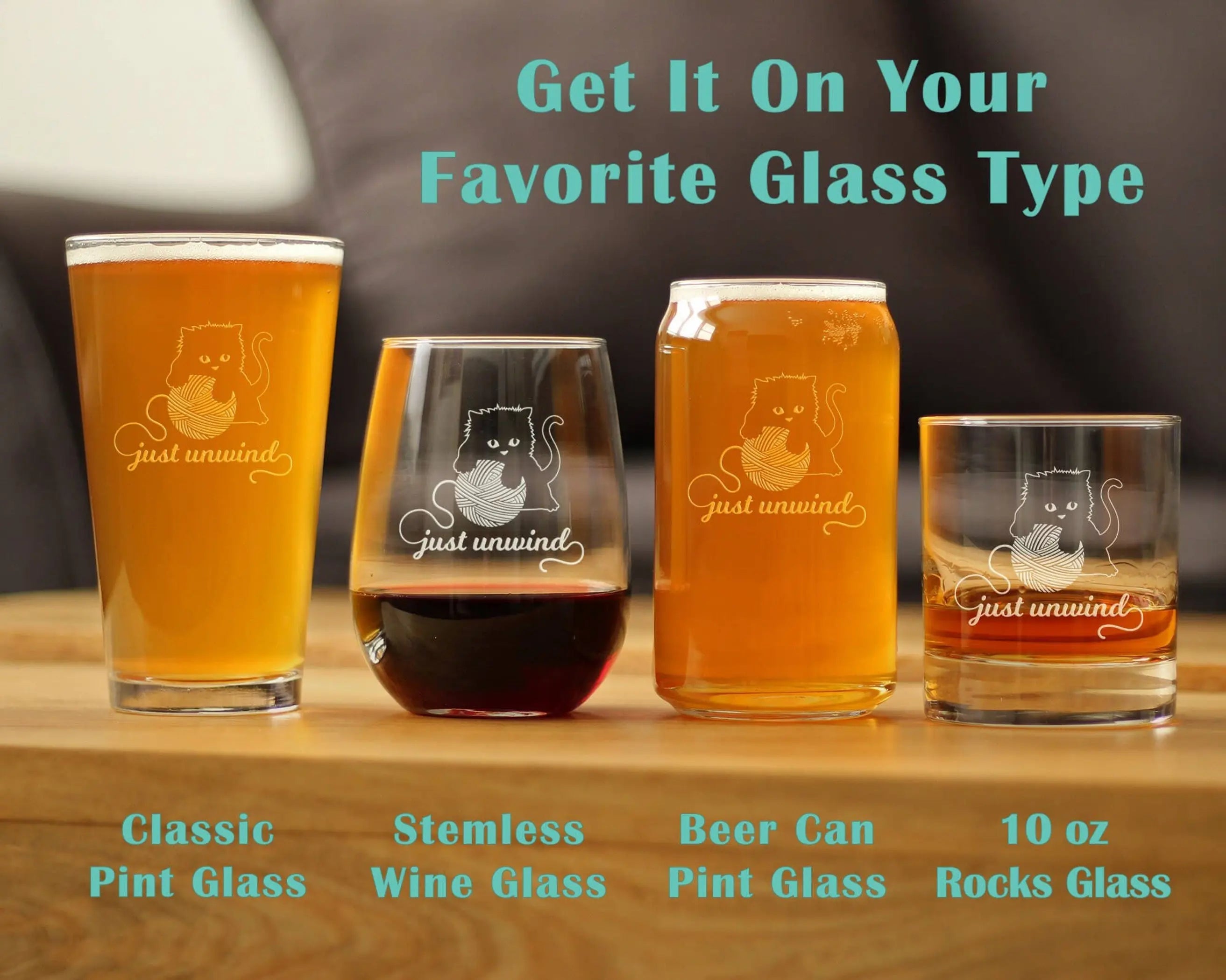 Just Unwind Stemless Wine Glass - Cat Gifts and Decor Bevvee
