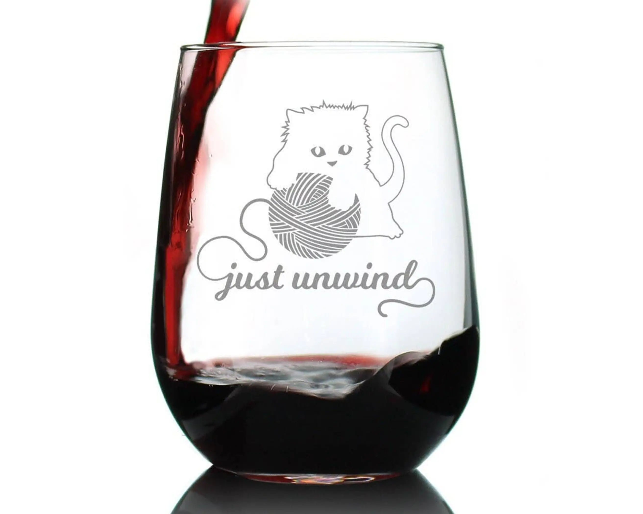 Just Unwind Stemless Wine Glass - Cat Gifts and Decor Bevvee