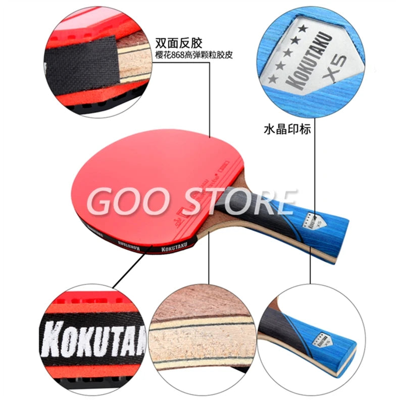 KOKUTAKU Racket 4/5/6 Star Carbon Table Tennis Racket ITTF Professional KOKUTAKU Ping Pong Bat Paddle