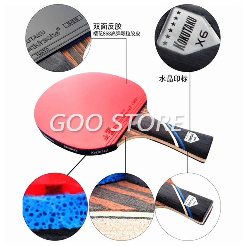 KOKUTAKU Racket 4/5/6 Star Carbon Table Tennis Racket ITTF Professional KOKUTAKU Ping Pong Bat Paddle