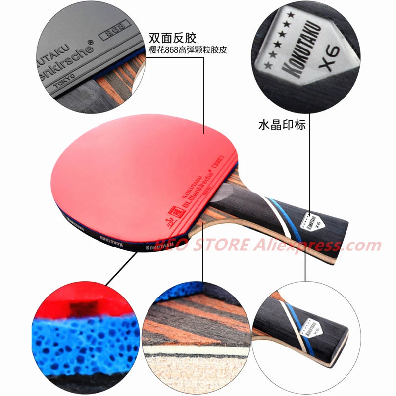 KOKUTAKU Racket 4/5/6 Star Carbon Table Tennis Racket ITTF Professional KOKUTAKU Ping Pong Bat Paddle