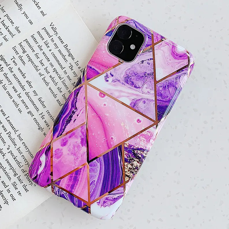 KP KOOL PRODUCTS New Marble Case Compatible with iPhone (12/12 Pro)/12 Pro Max, Geometric Marble Case Hard PC Bumper Protective & Shockproof Shell Cover Kool Products