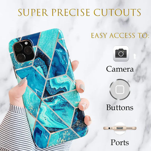 KP KOOL PRODUCTS New Marble Case Compatible with iPhone (12/12 Pro)/12 Pro Max, Geometric Marble Case Hard PC Bumper Protective & Shockproof Shell Cover Kool Products