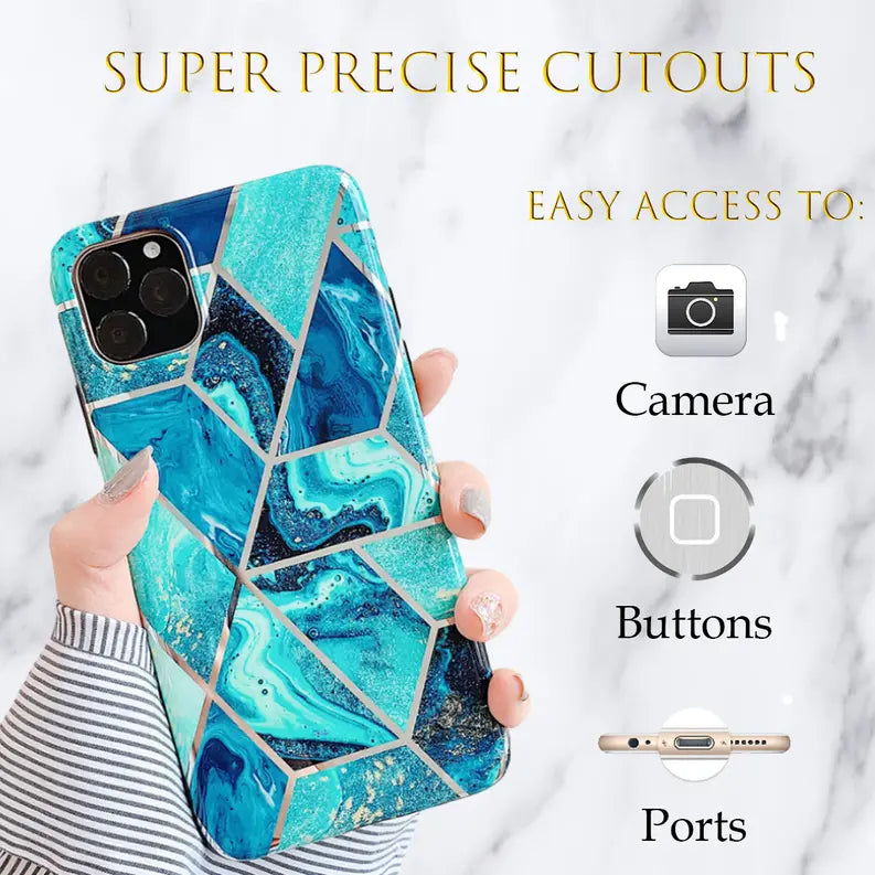 KP KOOL PRODUCTS New Marble Case Compatible with iPhone (12/12 Pro)/12 Pro Max, Geometric Marble Case Hard PC Bumper Protective & Shockproof Shell Cover Kool Products