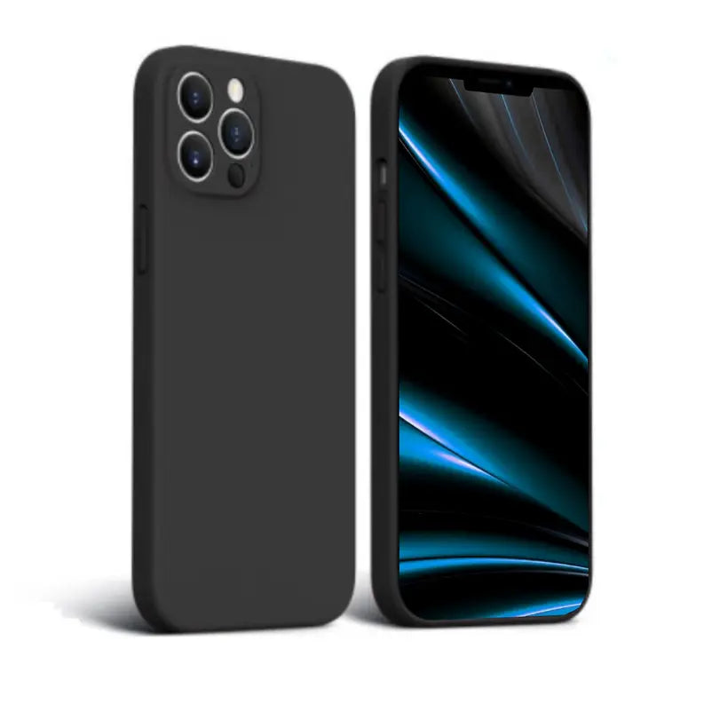 Matte black silicone iPhone case with precise cutouts for camera and buttons, compatible with iPhone 13 Pro.
