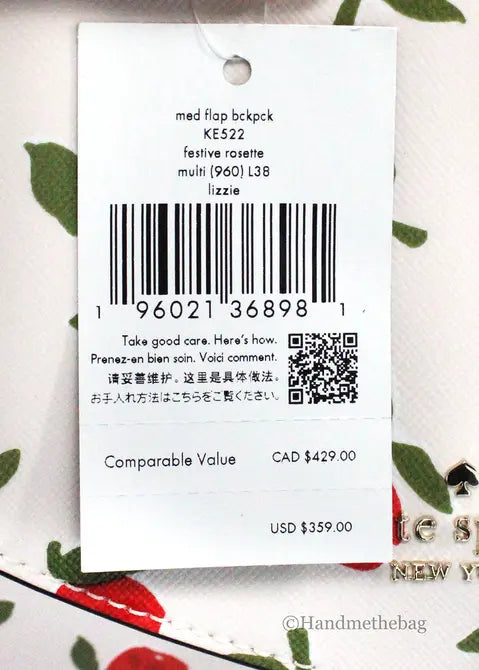 Kate Spade Lizzie Medium Festive Rosette Leather Flap Backpack JV Deals
