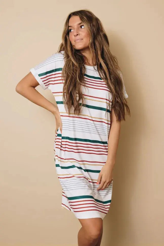 Kaylin Short Sleeved T-shirt Mini Dress Stay Warm in Style