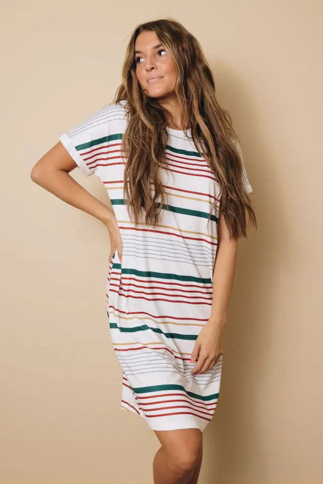 Kaylin Short Sleeved T-shirt Mini Dress Stay Warm in Style