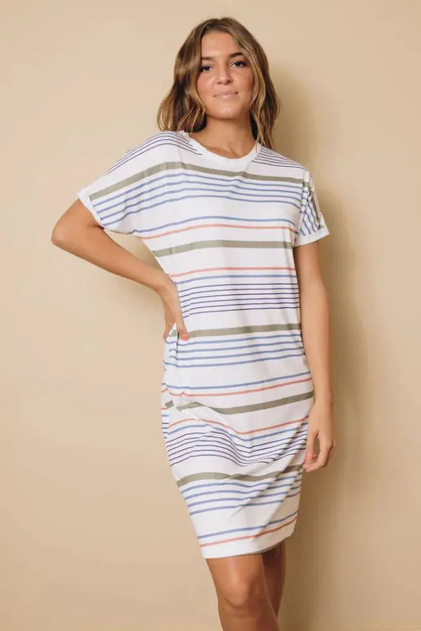 Kaylin Short Sleeved T-shirt Mini Dress Stay Warm in Style