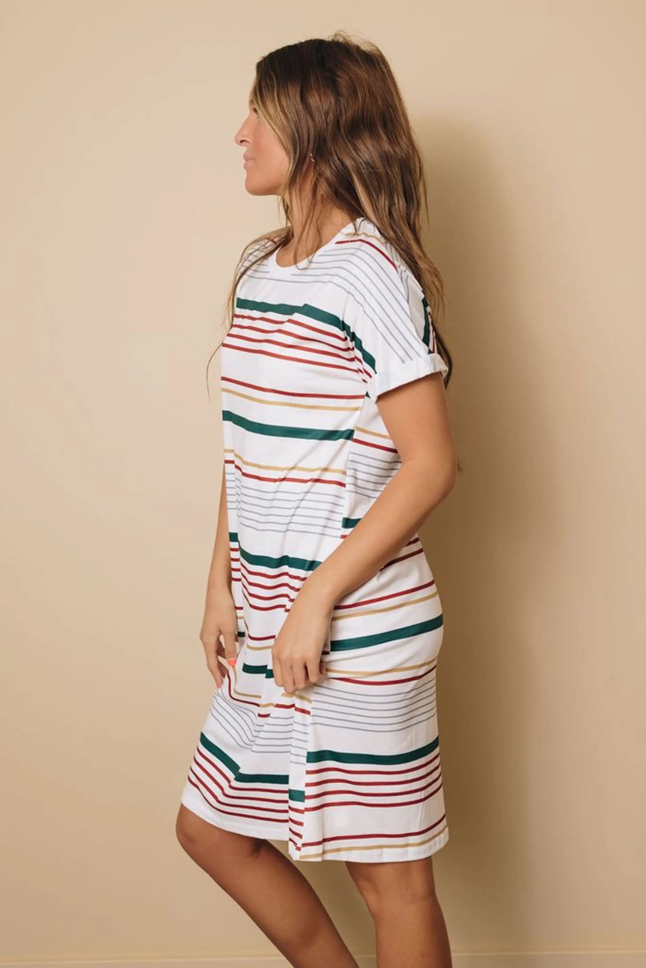 Kaylin Short Sleeved T-shirt Mini Dress Stay Warm in Style