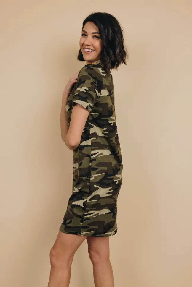 Keep It Real Camo Dress Stay Warm in Style