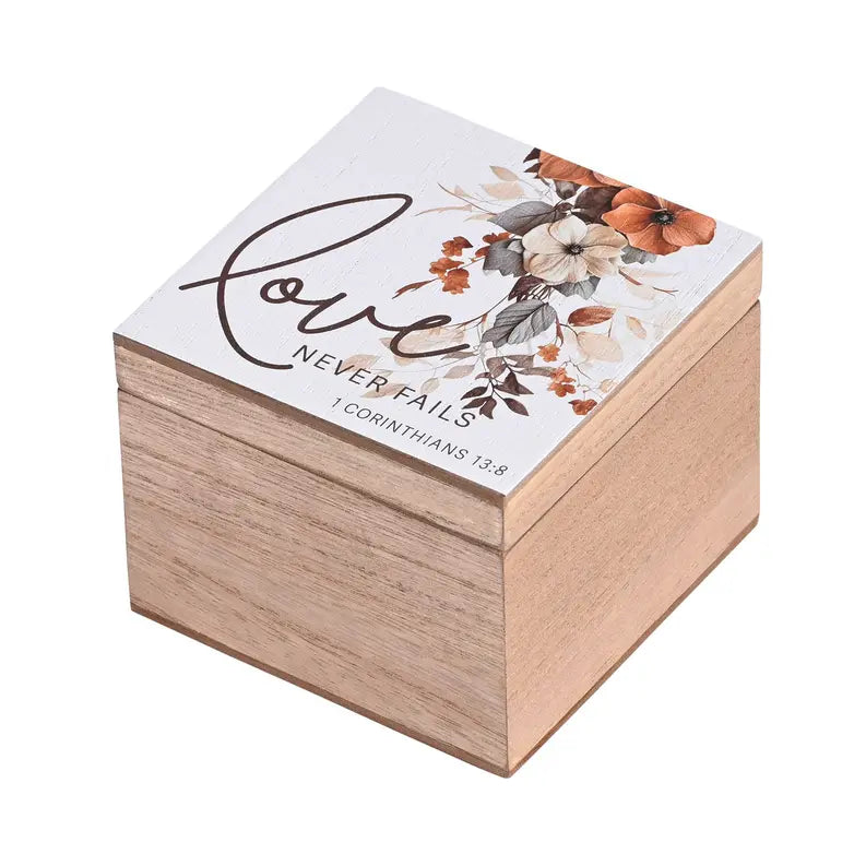 Keepsake Box Love Never Fails MDF 4x4 Dicksons Inc