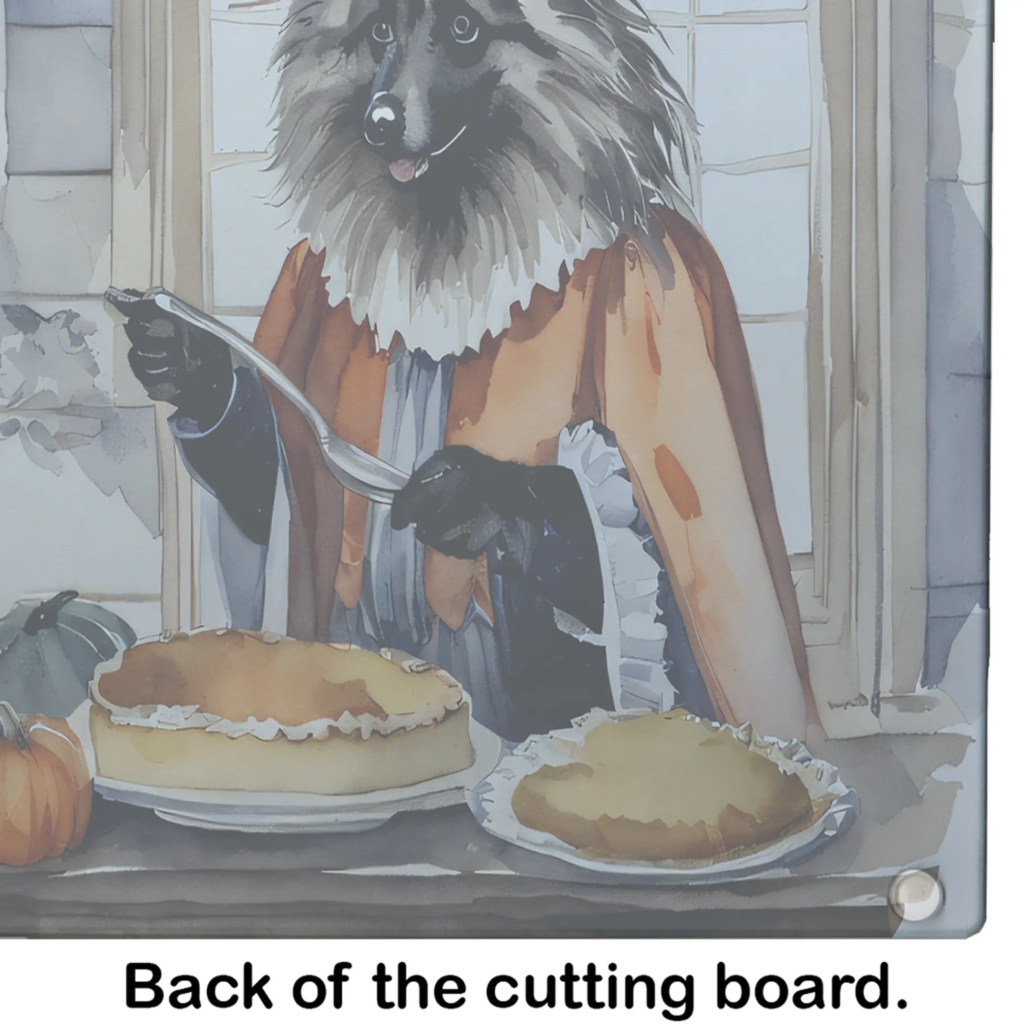 Keeshond Fall Kitchen Pumpkins Glass Cutting Board Caroline's Treasures