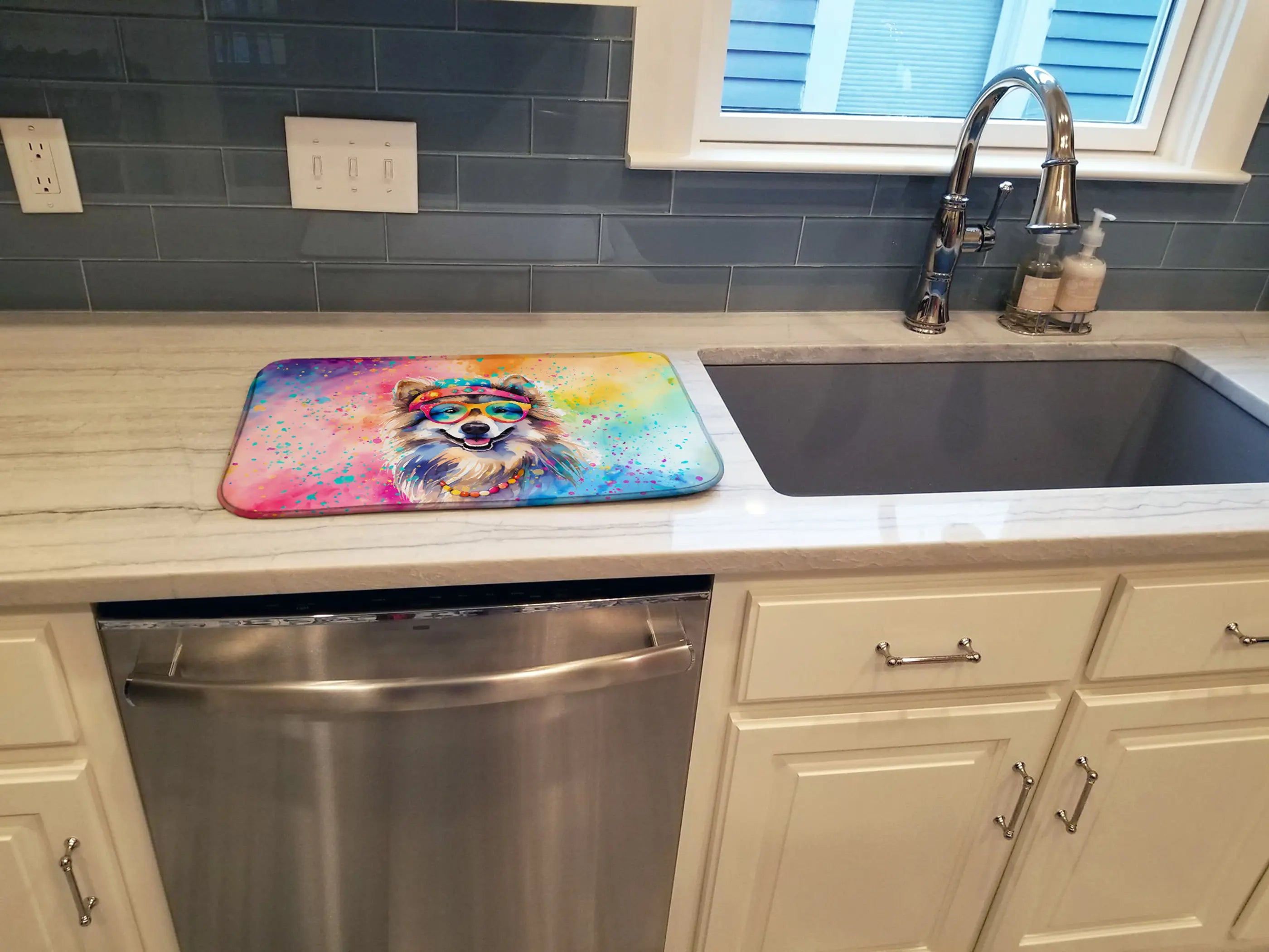 Keeshond Hippie Dawg Dish Drying Mat Caroline's Treasures