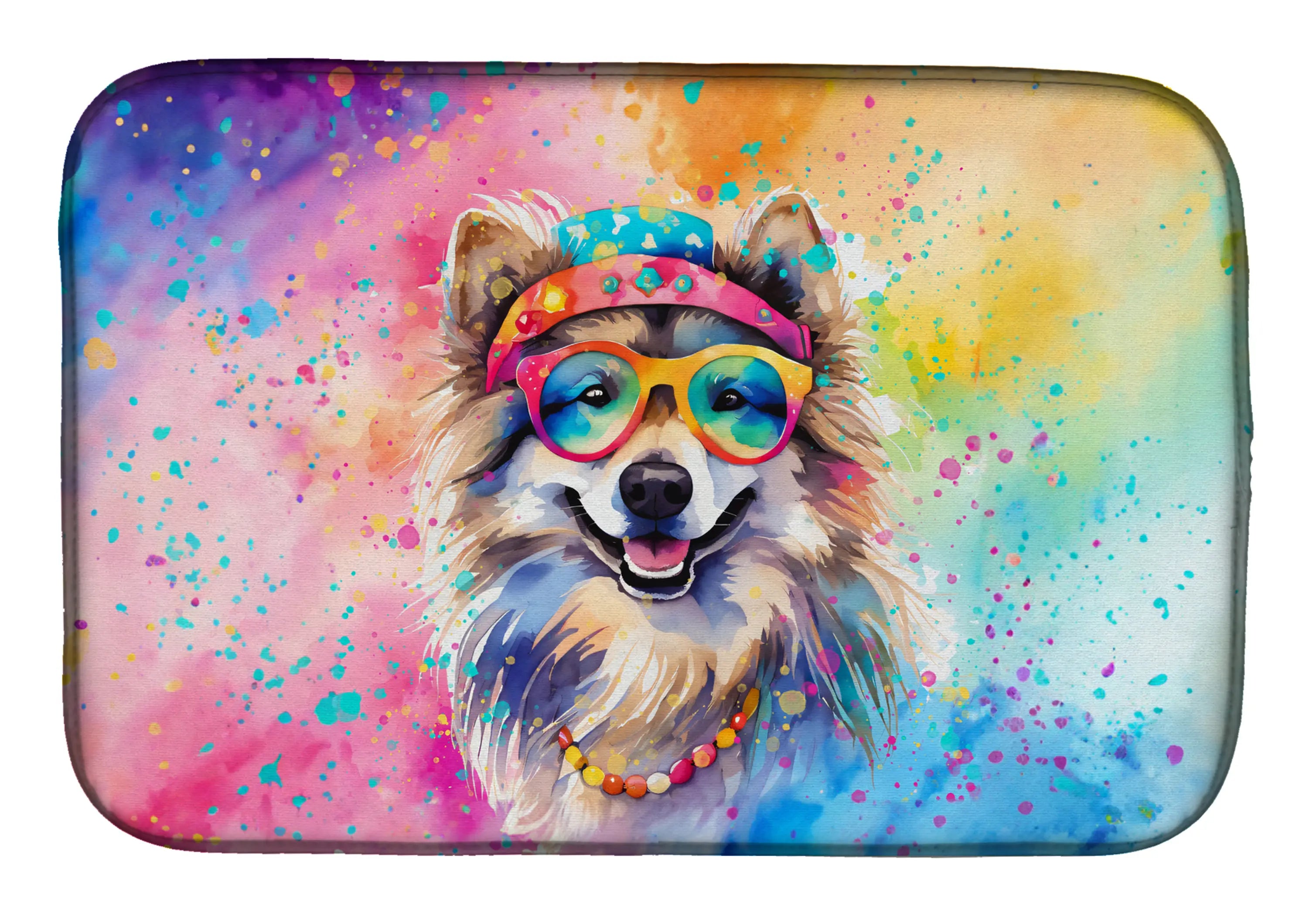 Keeshond Hippie Dawg Dish Drying Mat Caroline's Treasures