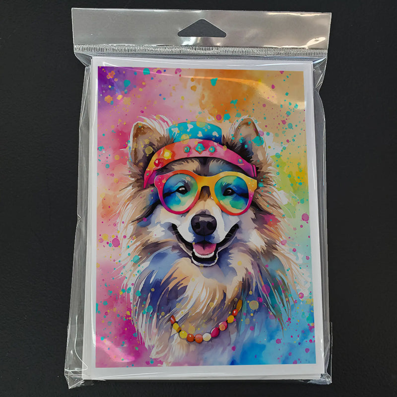 Keeshond Hippie Dawg Greeting Cards Pack of 8 Caroline's Treasures