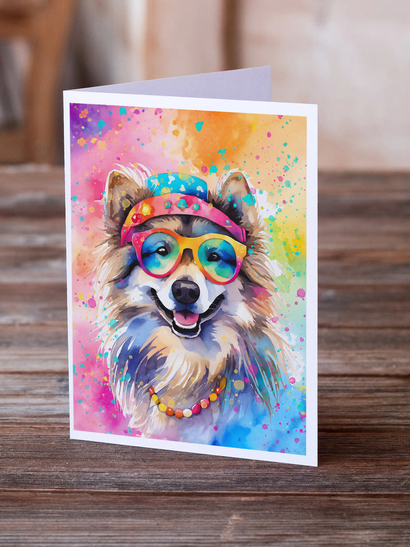 Keeshond Hippie Dawg Greeting Cards Pack of 8 Caroline's Treasures