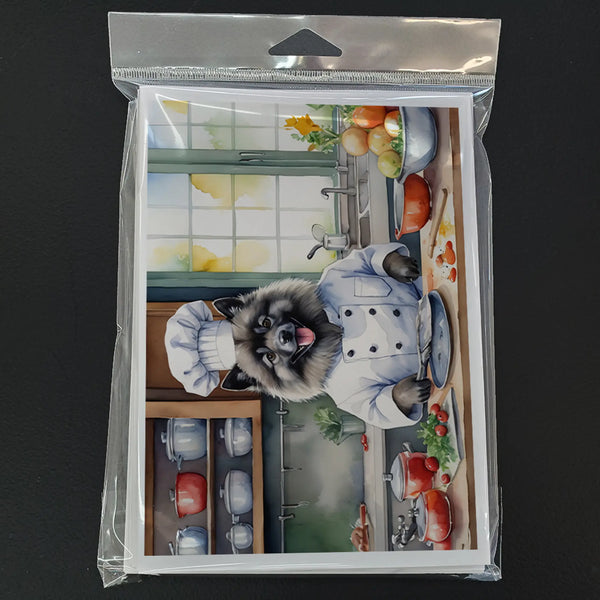 Keeshond The Chef Greeting Cards Pack of 8 Caroline's Treasures