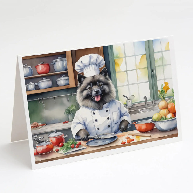 Keeshond The Chef Greeting Cards Pack of 8 Caroline's Treasures