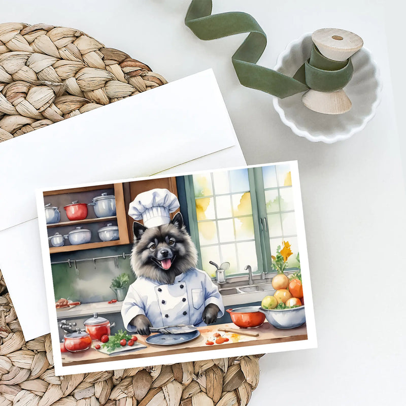 Keeshond The Chef Greeting Cards Pack of 8 Caroline's Treasures
