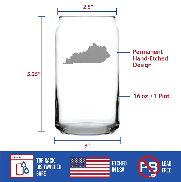 Kentucky Outline Beer Can Pint Glass - Kentuckers Gifts Bevvee
