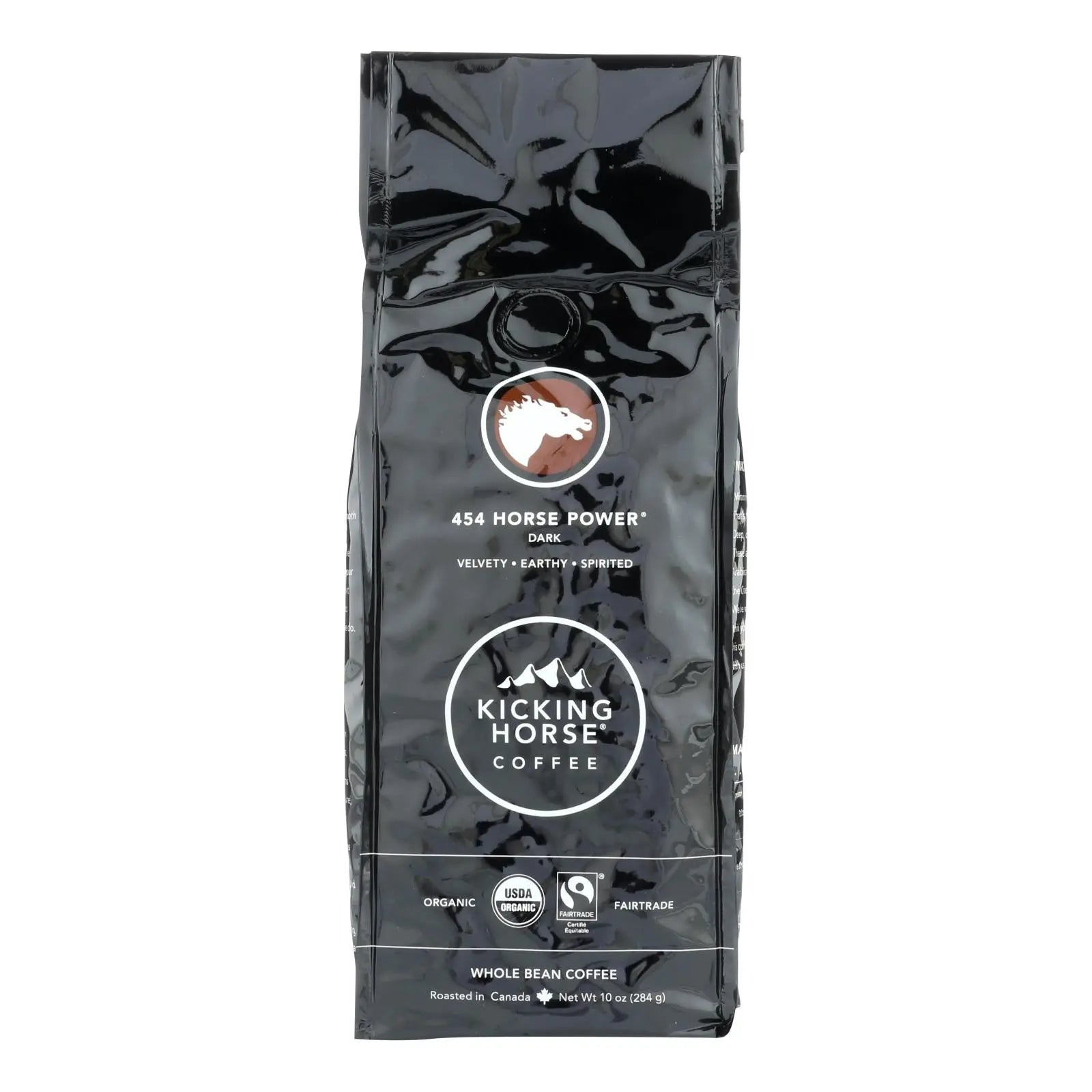 Kicking Horse Coffee - Organic - Whole Bean - 454 Horse Power - Dark Roast - 10 Oz - Case Of 6 Kicking Horse