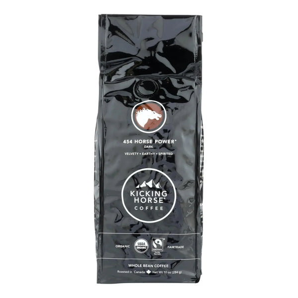 Kicking Horse Coffee - Organic - Whole Bean - 454 Horse Power - Dark Roast - 10 Oz - Case Of 6 Kicking Horse