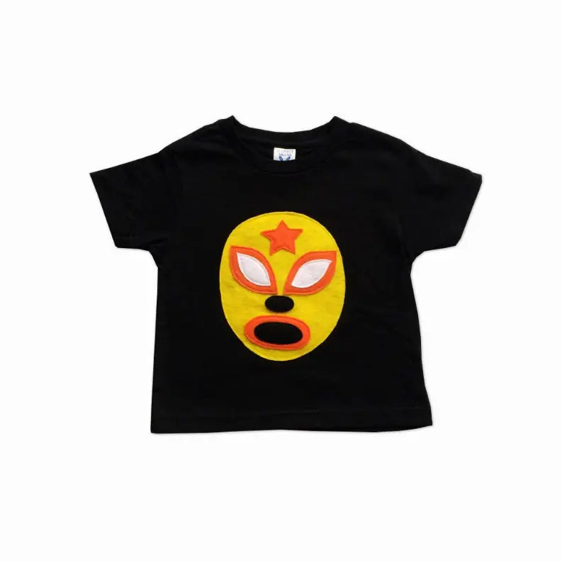 Kid's Cape and Shirt- Luchador Amarillo - Yellow Mexican Wrestler Toddler T-Shirt & Red Cape Combo Mi Cielo