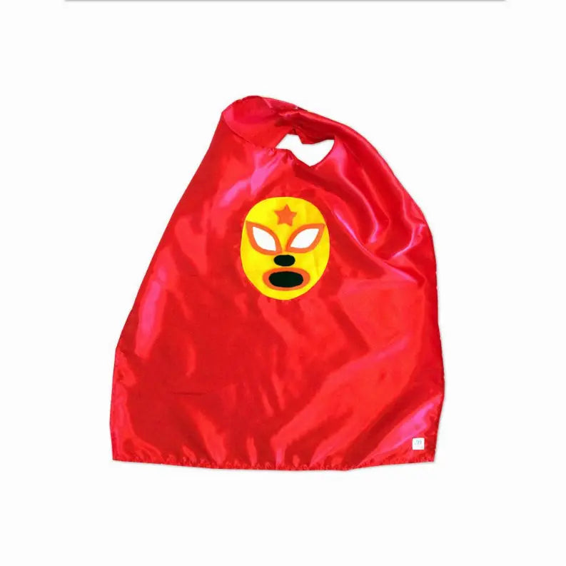 Kid's Cape and Shirt- Luchador Amarillo - Yellow Mexican Wrestler Toddler T-Shirt & Red Cape Combo Mi Cielo