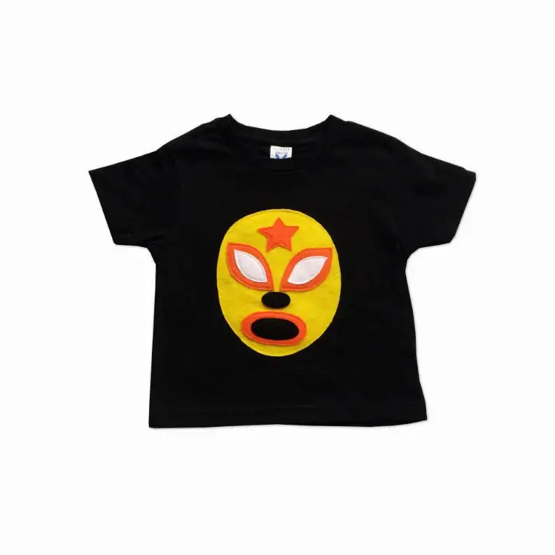 Kid's Cape and Shirt- Luchador Amarillo - Yellow Mexican Wrestler Toddler T-Shirt & Red Cape Combo Mi Cielo