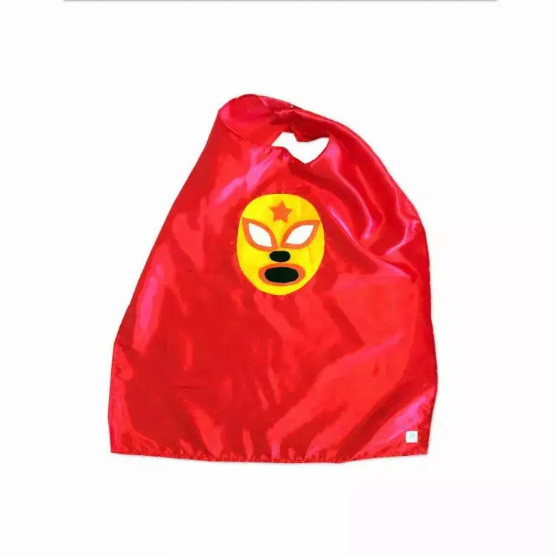 Kid's Cape and Shirt- Luchador Amarillo - Yellow Mexican Wrestler Toddler T-Shirt & Red Cape Combo Mi Cielo