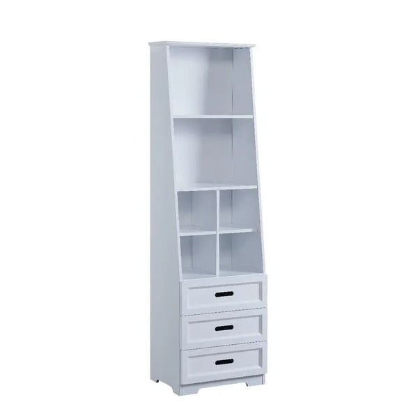Kids Funnel Bookcase Book Shelf Storage Unit with Book Display/Organizer Drawers - Classic White Color Kids Funnel