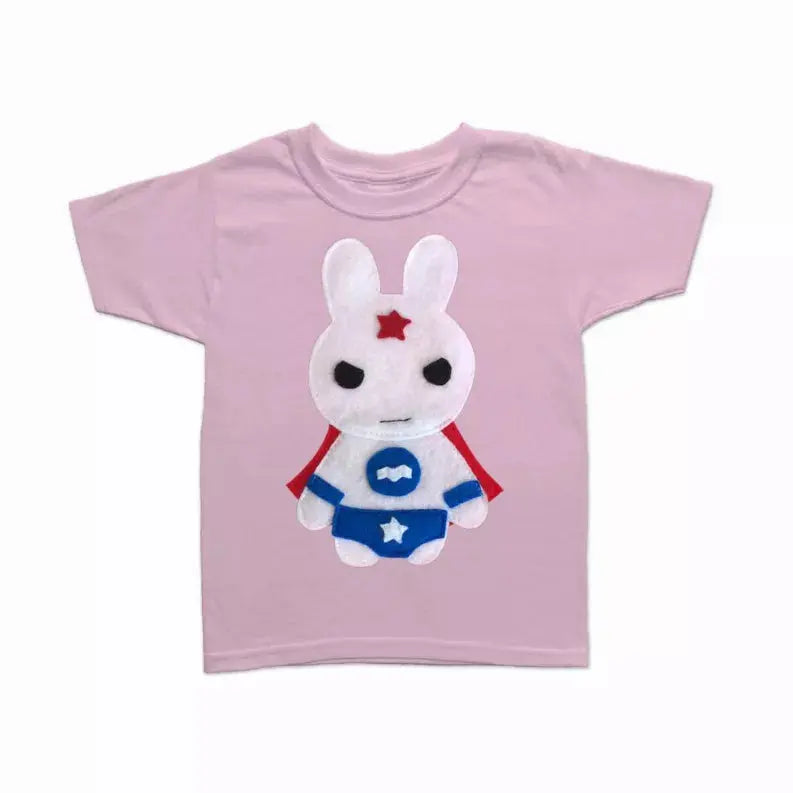 Kids Superhero Shirt - Team Super Animals - Star Bunny Mi Cielo