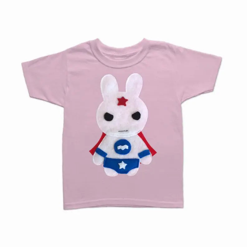 Kids Superhero Shirt - Team Super Animals - Star Bunny Mi Cielo