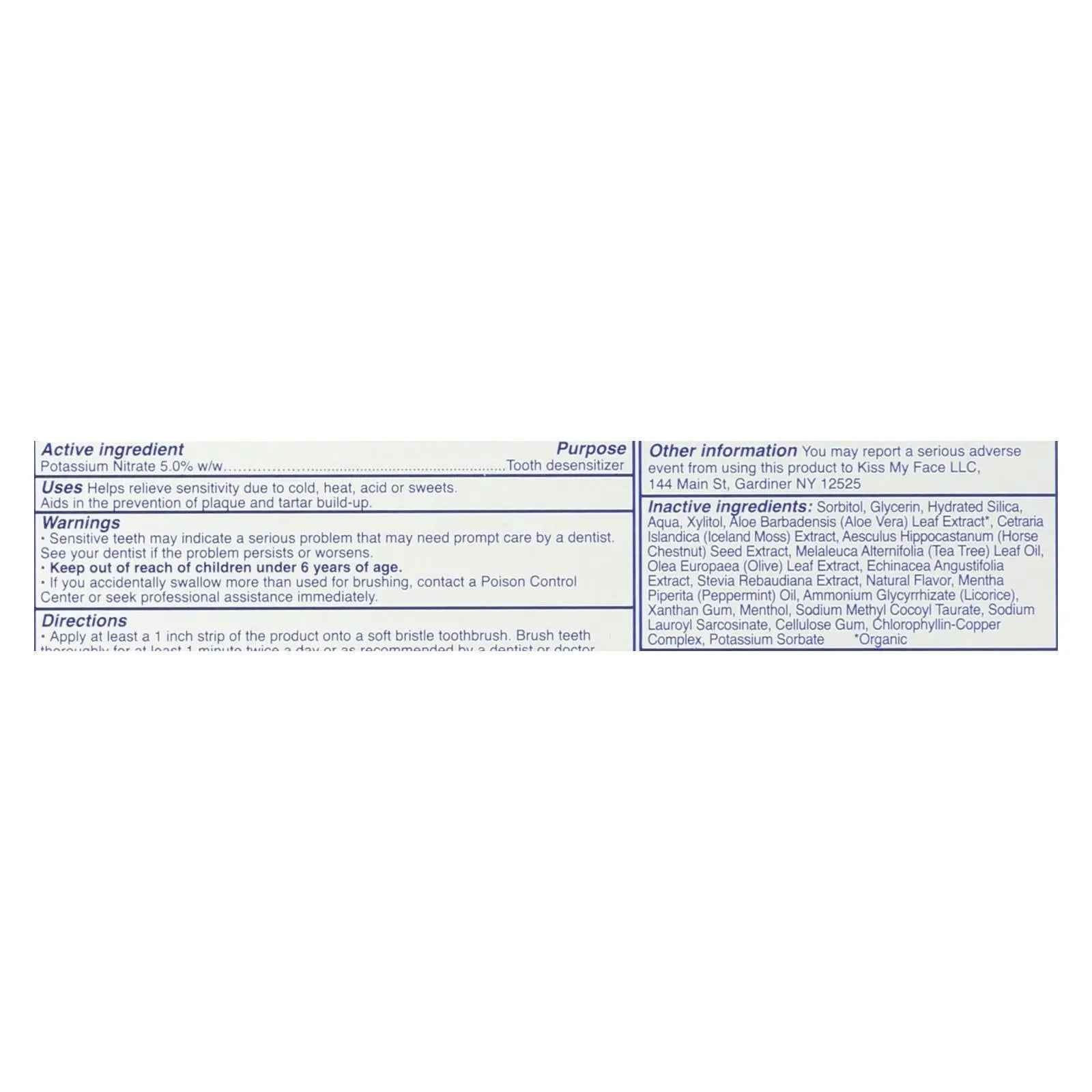 Kiss My Face Toothpaste - Sensitive - Fluoride Free - Gel - 4.5 Oz Kiss My Face