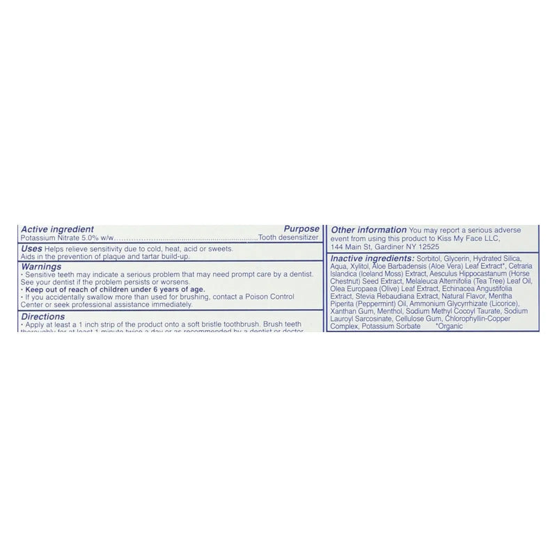 Kiss My Face Toothpaste - Sensitive - Fluoride Free - Gel - 4.5 Oz Kiss My Face