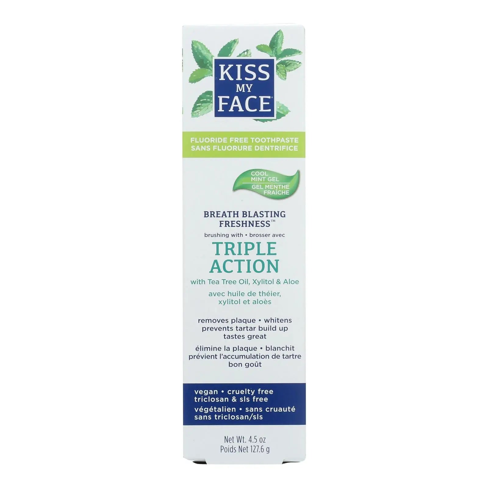 Kiss My Face Toothpaste - Triple Action - Fluoride Free - Gel - 4.5 Oz Kiss My Face