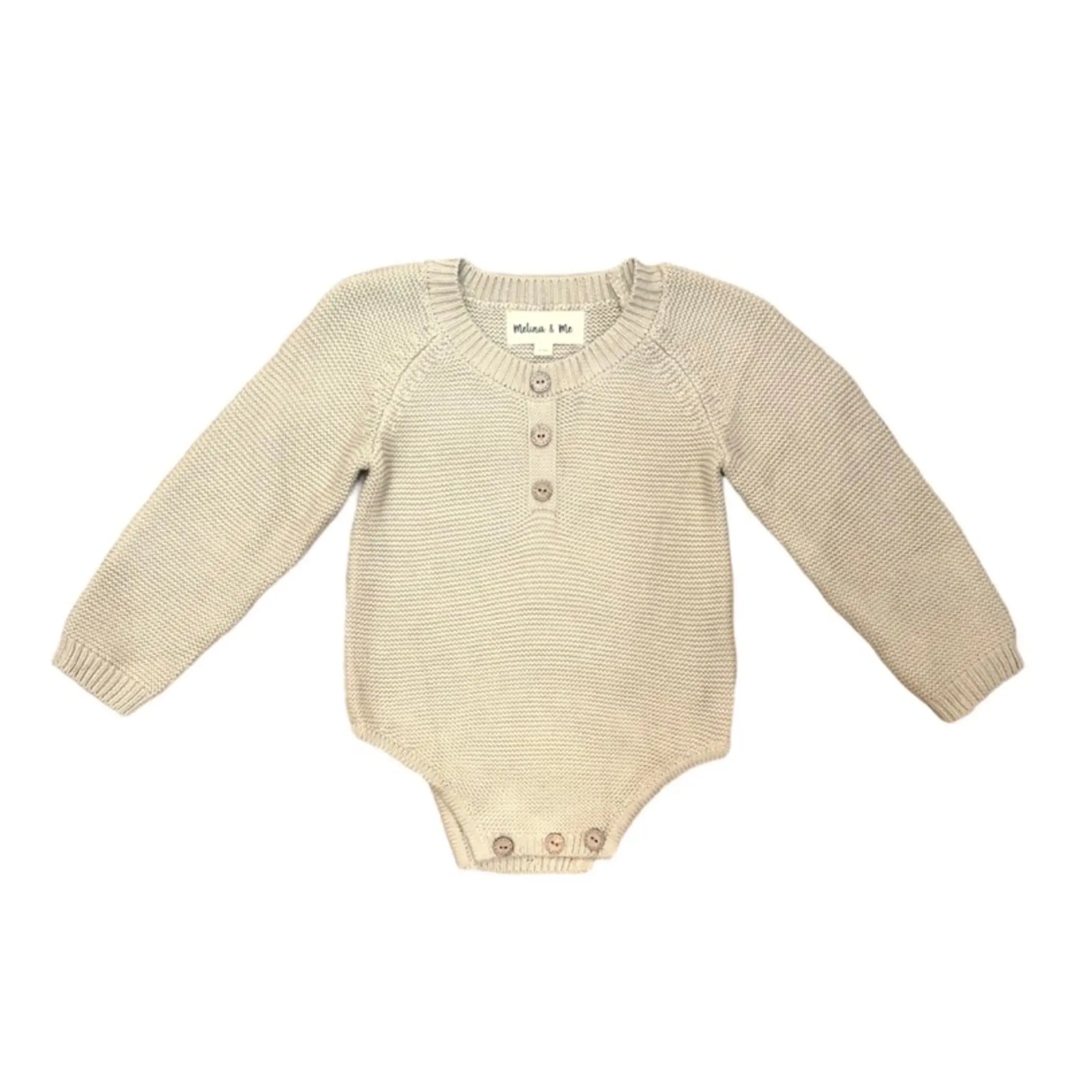 Knit Bubble Romper (Oatmeal) Melina & Me