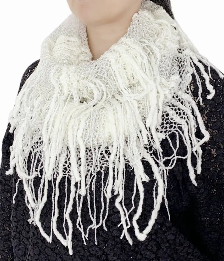 Knitted Silver Metallic Loop Infinity Scarf JC Sunny Fashion